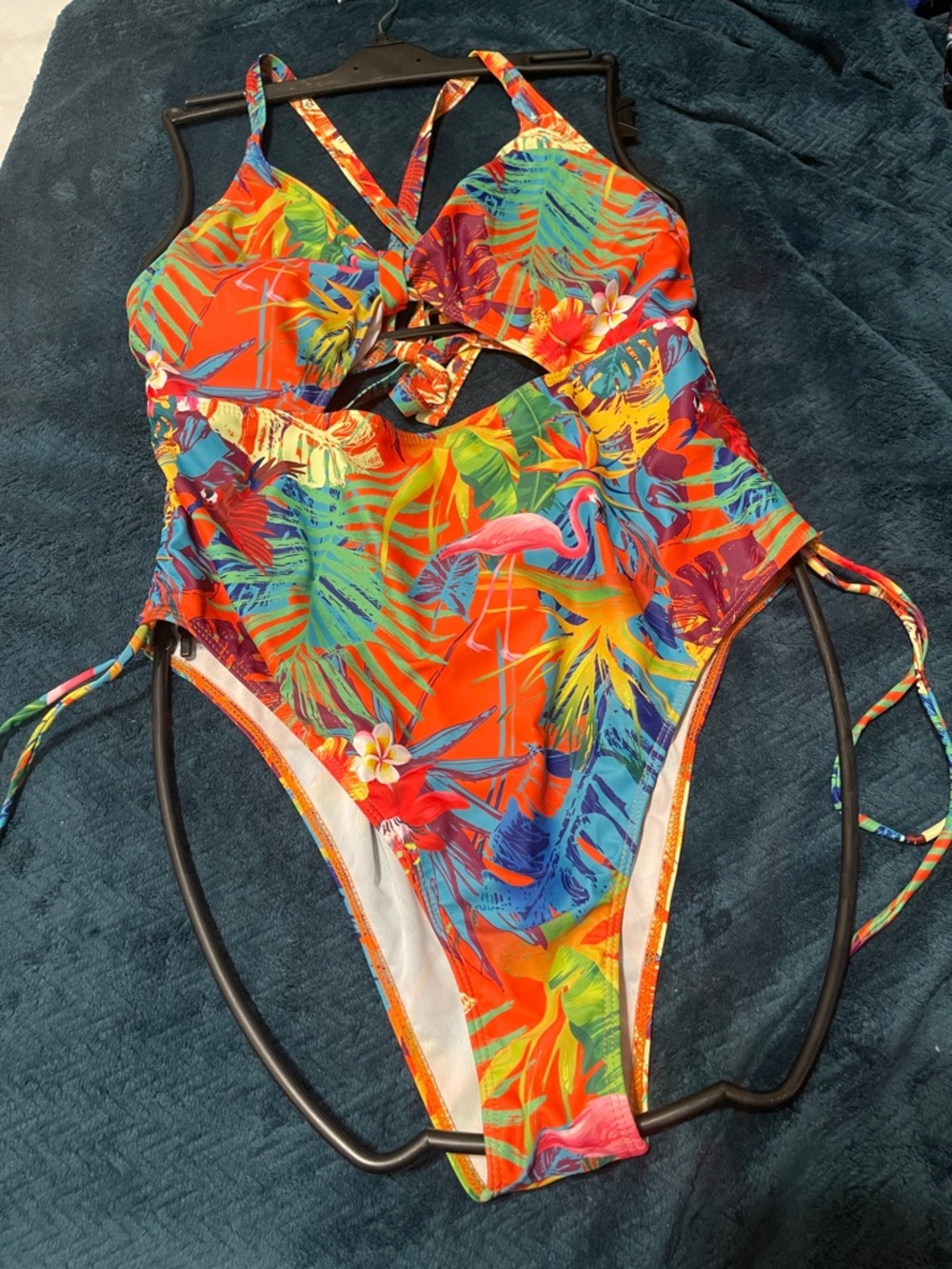 Tropical One-Piece Swimsuit - Vibrant Orange Floral